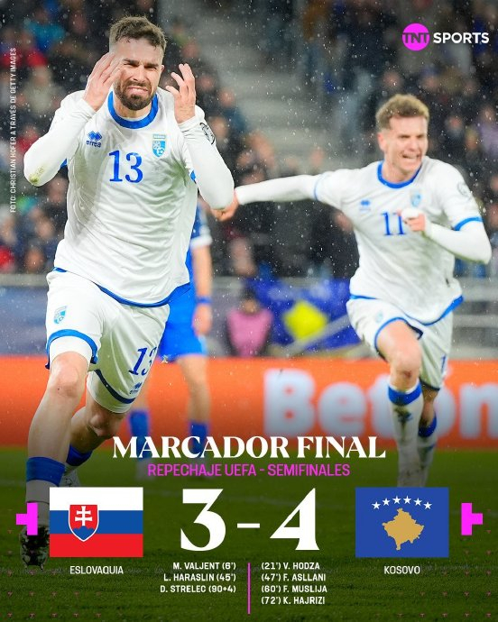 科索沃客场逆转斯洛伐克创历史 距离欧洲杯正赛